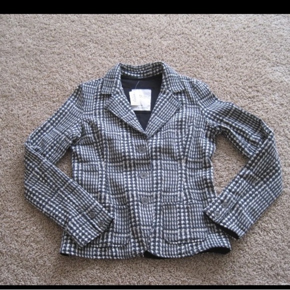 Aeropostale Grey White Plaid Blazer Jacket women’s medium M​​​ - Picture 5 of 8